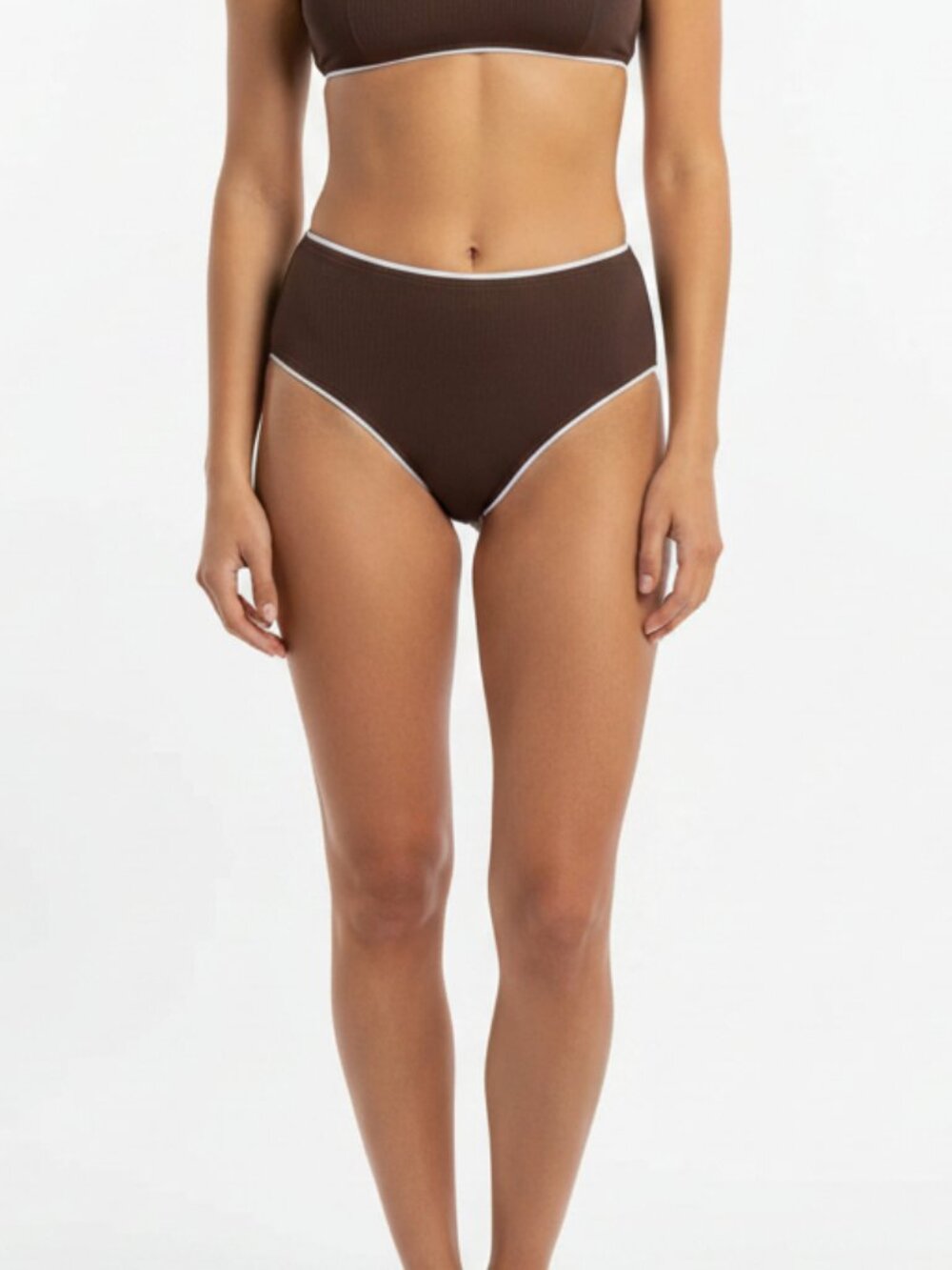 Ralph Lauren Chaps Brown & White Bikini Swim Bottoms 10
